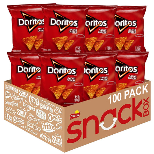 100 Pack - Doritos Nacho Cheese Flavored Tortilla Chips 1oz Bags