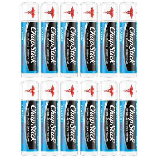 12 Pack - ChapStick Classic Medicated Lip Balm Tube 0.15oz ChapStick