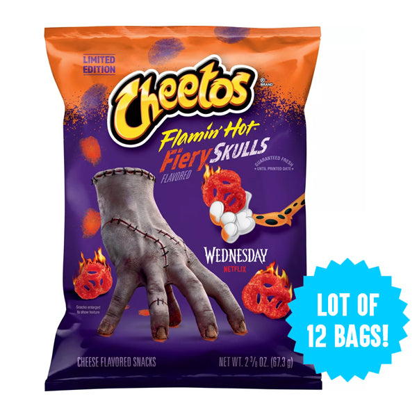 12 Pack - Cheetos Flamin' Hot Fiery Skulls Wednesday Netflix Cheese Snacks 2.375oz