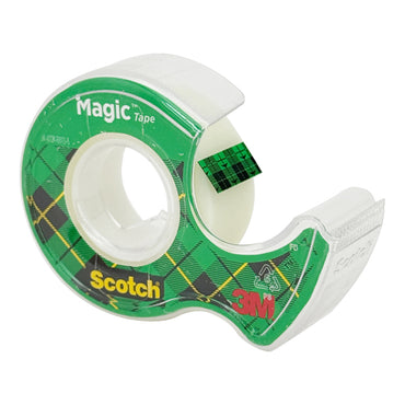 The 12 Pack - Scotch Magic Tape Transparent 0.75in x 350in Rolls by Scotch features matte-finish tape in clear dispensers that blend seamlessly for neat repairs and wrapping.