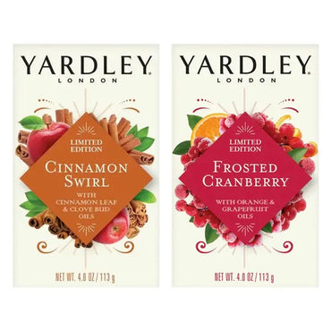 6 Pack - Yardley London Limited Edition Cinnamon Swirl & Frosted Cranberry Moisturizing Bath Bar 4oz Yardley