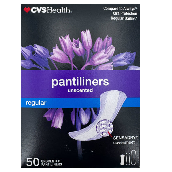 12 Pack - CVS Health Unscented Pantiliners Regular Size 50 Count Each