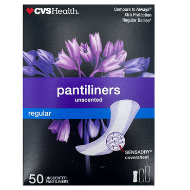 12 Pack - CVS Health Unscented Pantiliners Regular Size 50 Count Each