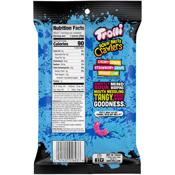 12 Pack - Trolli Sour Brite Crawlers Original Flavored Sour Gummy Worms, 7.2 Ounce