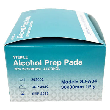 A 12-pack of Global Med Group sterile alcohol prep pads, 70% isopropyl, 3x3cm, 1200 pads total.