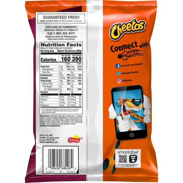 12 Pack - Cheetos Bag of Bones Cinnamon Sugar Flavored Snacks Bag, 2 3/8 oz