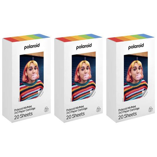 3 Pack - Polaroid Hi·Print 2x3 Paper Cartridge 20 Sheets Each White