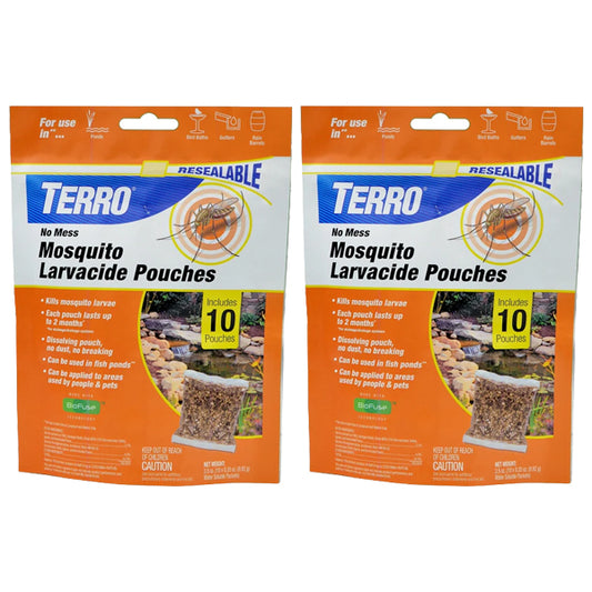 2 Pack - TERRO No Mess Mosquito Larvacide Pouches 10 Pouches Included T1210-10 Deal Society