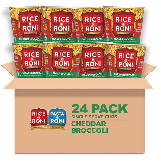 24 Pack - Rice-A-Roni Cups Cheddar Broccoli Individual Cup 2.25oz