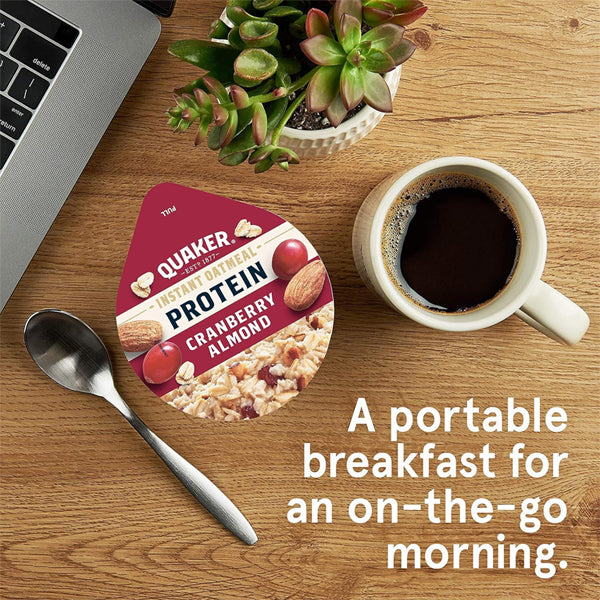 24 Pack - Quaker Protein Instant Oatmeal Express Cups Cranberry Almond 2.18oz