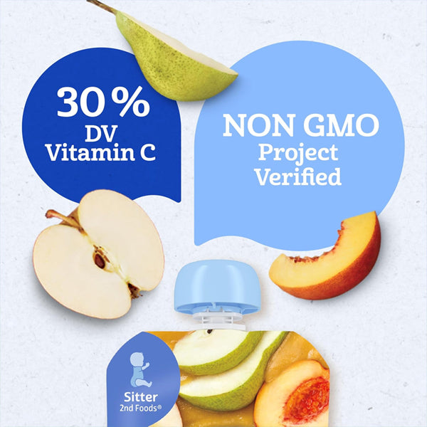 24 Pack - Gerber Stage 2 Baby Food, Apple Pear Peach Puree Pouch 3.5oz