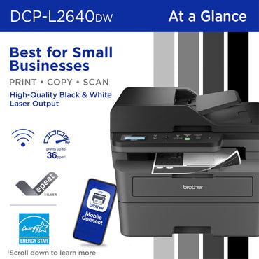 Brother - DCP-L2640DW Wireless Black-and-White Refresh Subscription Eligible 3-in-1 Laser Printer Brother