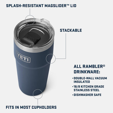 YETI Rambler 20 oz Stackable Tumbler, Stainless Steel, Vacuum Insulated with MagSlider Lid - Rescue Red YETI