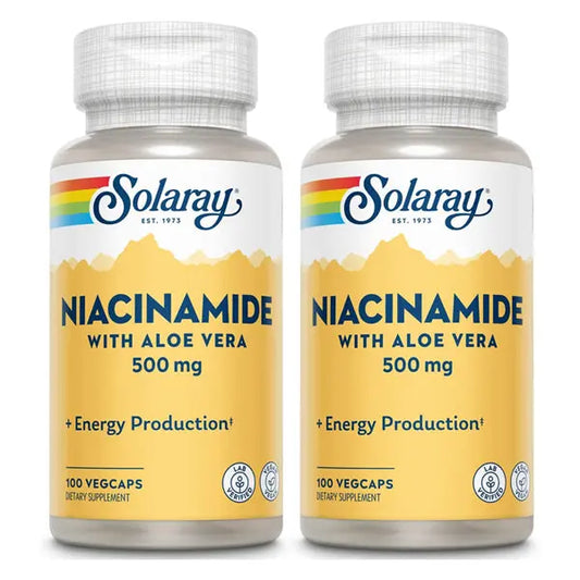 2 Pack - Solaray Niacinamide 500mg Vitamin B-3 100 VegCaps Solaray