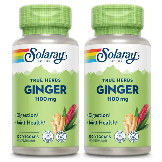 2 Pack - Solaray Ginger Root 1100mg for Healthy Digestion 100 VegCaps Solaray