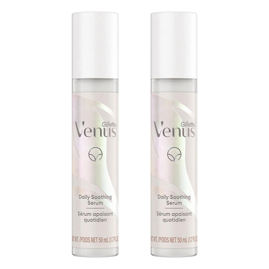 Two bottles of Gillette Venus Intimate Grooming Daily Soothing Serum 1.7oz each from Gillette are placed side by side, highlighting this 2 pack designed for daily soothing care and comfort.