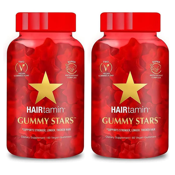2 Pack - HAIRtamin Vegan Gummy Stars Non GMO Hair Vitamins 60 Count
