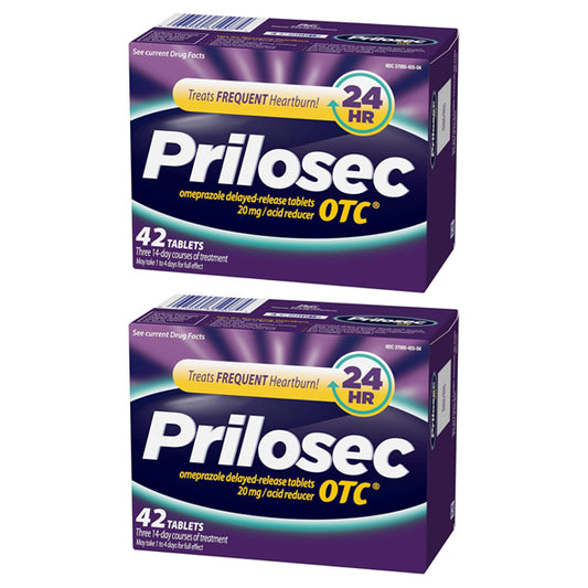 2 Pack - Prilosec OTC Frequent Heartburn Relief Medicine and Acid Reducer 42ct