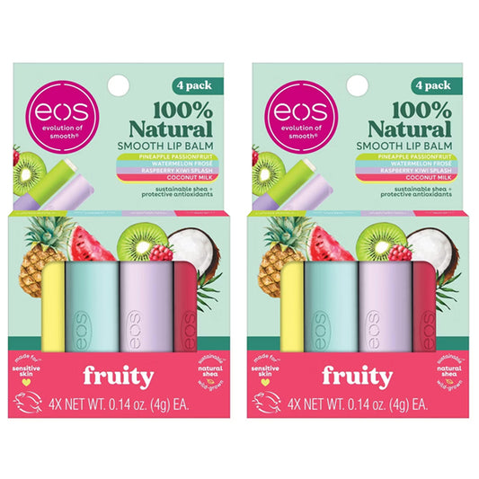 2 Pack - eos 100% Natural Shea Lip Balm Variety Pack Fruity 0.56oz 4 Count