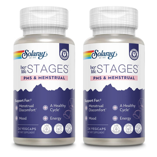 2 Pack - Solaray PMS & Menstrual Supplement her life STAGES 24 VegCaps