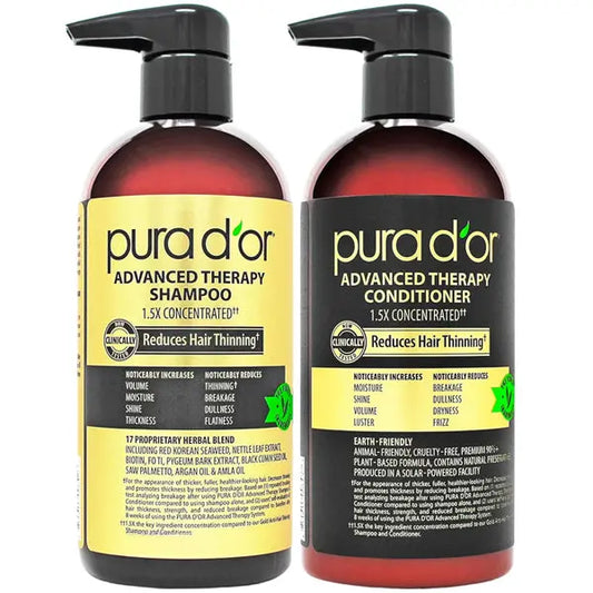 PURA D'OR Advanced Therapy Biotin Shampoo & Conditioner Hair Care Set 24oz Pura D'or