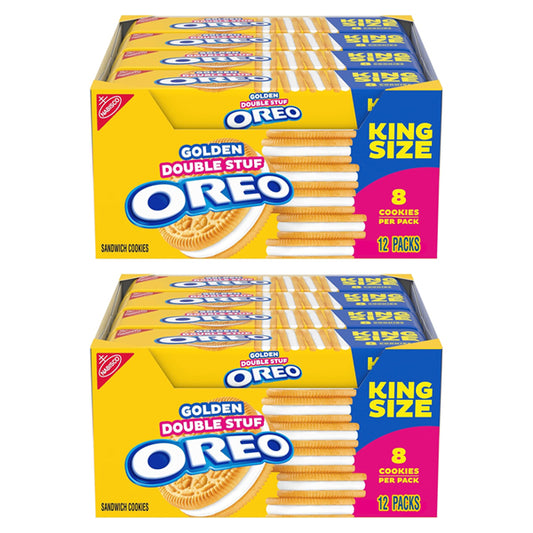 2 Pack - OREO Double Stuf Golden Sandwich Cookies King Size 12 Snack Packs