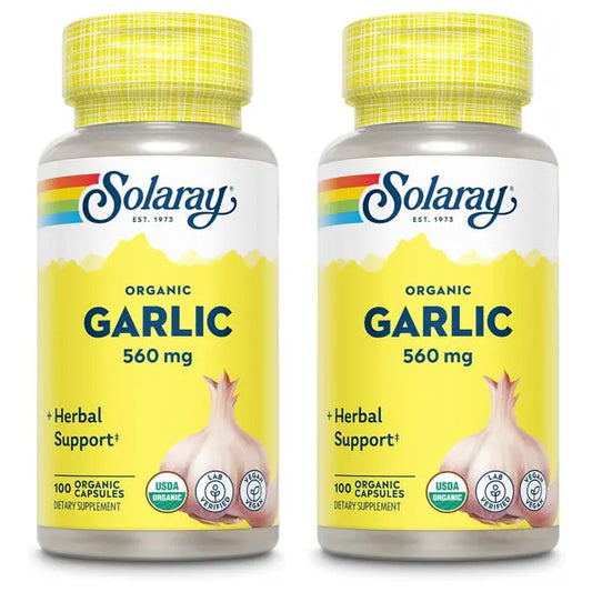 2 Pack - Solaray Organic Garlic Pills 560 mg Garlic Supplements 100 VegCaps Solaray