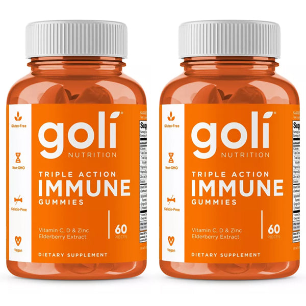 2 Pack - Goli Triple Action Immune Multivitamin Vegan Gummies 60 Count