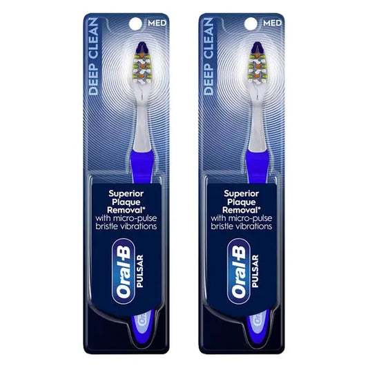 2 Pack - Oral-B Vibrating Expert Clean Battery Powered Pulsar Toothbrush Medium Oral B