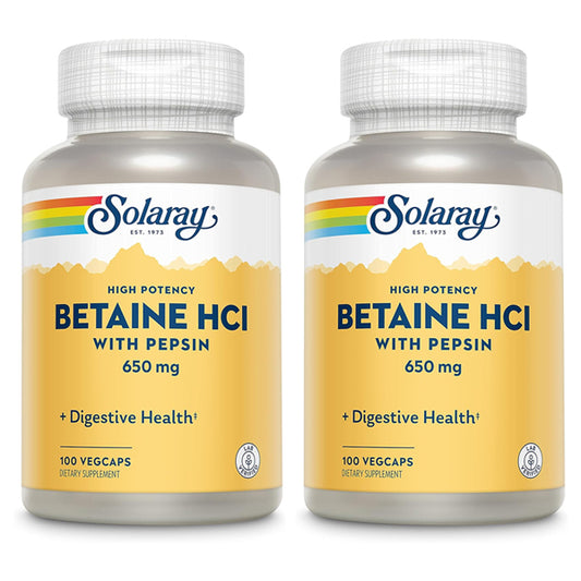 2 Pack - Solaray High Potency Betaine HCL with Pepsin 100 VegCaps