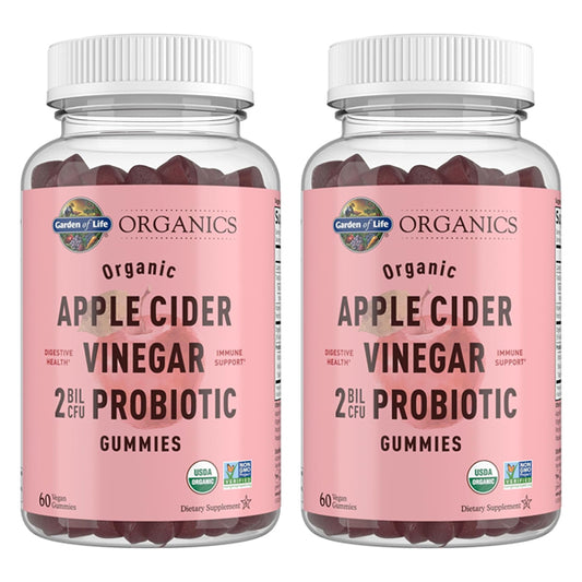 2 Pack - Garden of Life Organic Apple Cider Vinegar Probiotic Gummies 60 Count