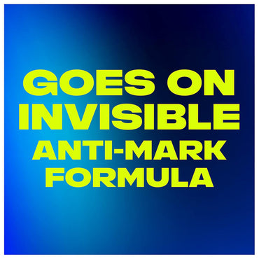 Text graphic with a blue gradient background and bold yellow text: GOES ON INVISIBLE ANTI-MARK FORMULA—AXE Deodorant for Men Phoenix Mint & Rosemary 2.7oz 2ct delivers sweat protection.