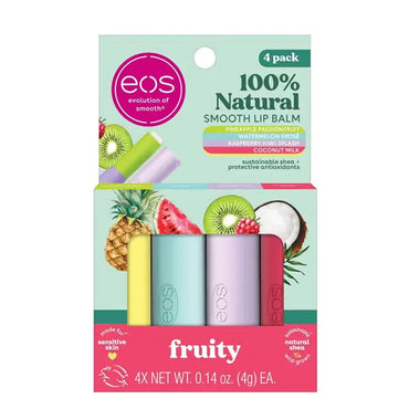 2 Pack - eos 100% Natural Shea Lip Balm Variety Pack Fruity 0.56oz 4 Count eos