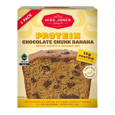 2 Pack - Miss Jones Chocolate Chunk Banana Protein Bread Mix 14oz 3 Count Each