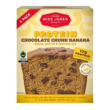 2 Pack - Miss Jones Chocolate Chunk Banana Protein Bread Mix 14oz 3 Count Each Miss Jones