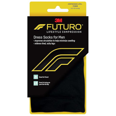2 Pack of FUTURO Lifestyle Black Compression Dress Socks for Men, Firm Large by Futura—knee-high socks designed to support legs, improve circulation, and relieve tired, achy legs.