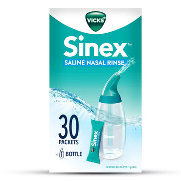 2 Pack - Vicks Sinex Saline Nasal Rinse Starter Kit 1 Bottle + 30 Refill Packets Each Vicks