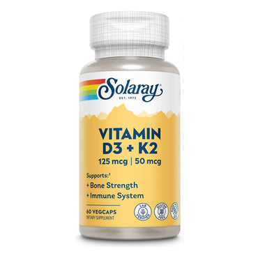 2 Pack - Solaray Vitamin D3 K2 Vitamin Supplement 60 VegCaps