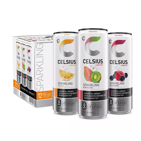 2 Pack - Celsius Variety Pack Energy Drink 12oz Case of 12 Each - 24 Cans Total