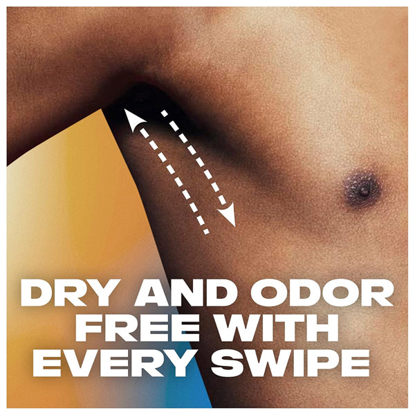 Close-up of a bare underarm with dotted arrows. Text: Stay dry and fresh—AXE Deodorant for Men, Phoenix Mint & Rosemary 2 Pack delivers long-lasting odor and sweat protection.