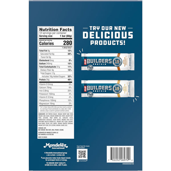 2 Pack - CLIF BUILDERS Protein Bars OREO-Flavored 20g Plant Based Protein 12 Count Each