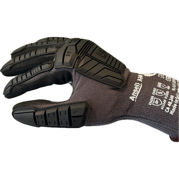 6 Pairs - Ansell Unisex Ringer R-840 Black Impact Gloves Pair Size 9 (M)