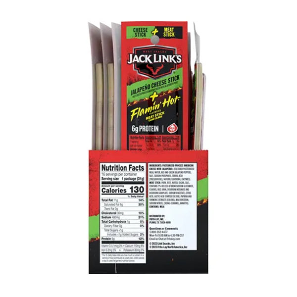 2 Pack - Jack Link's Flamin' Hot Flavored Meat & Jalapeno Cheese Sticks 16 Count Each