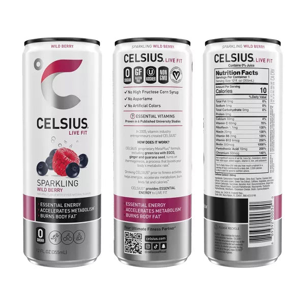 2 Pack - Celsius Variety Pack Energy Drink 12oz Case of 12 Each - 24 Cans Total