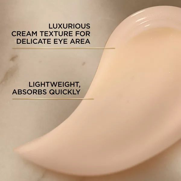 A close-up of light beige cream labeled as L’Oreal Age Perfect Cell Renewal Midnight Eye Opener (.5oz, 2 Pack), a luxurious, lightweight anti-aging eye cream that absorbs quickly with Sleep Silk technology.