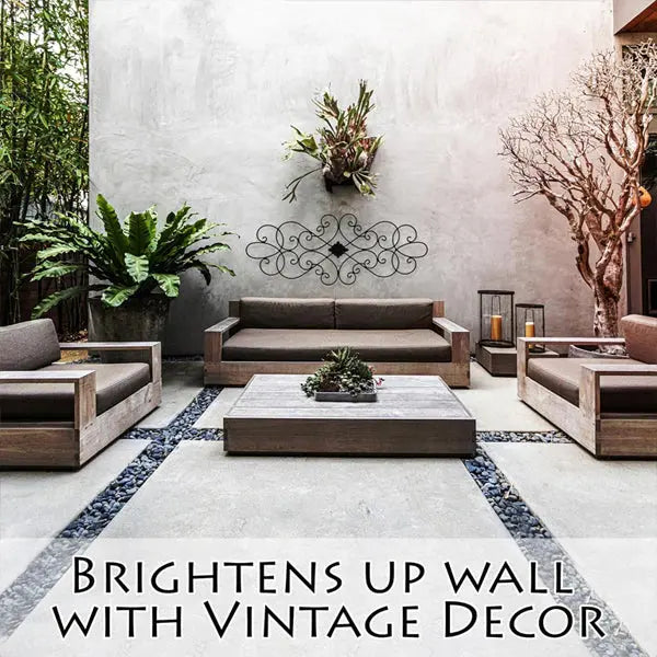 Enhance your patio with Bestis 2 Pack Wrought Iron Wall Art Decor (32 x 12), perfect for living rooms, bedrooms, and outdoors. These vintage medallions brighten up your space with elegant style.