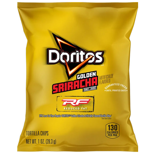 50 Pack - Doritos Golden Sriracha Flavored Reduced Fat Tortilla Chips 1oz Bags