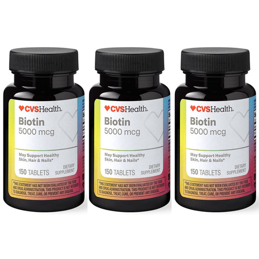 3 Pack - CVS Health Biotin 5000 mcg 150 Tablets