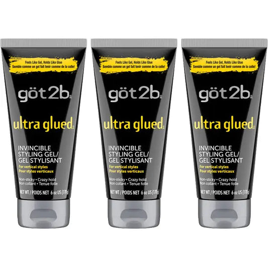 3 Pack - got2b Ultra Glued Invincible Extra Strong Hold Hair Gel 6oz got2b