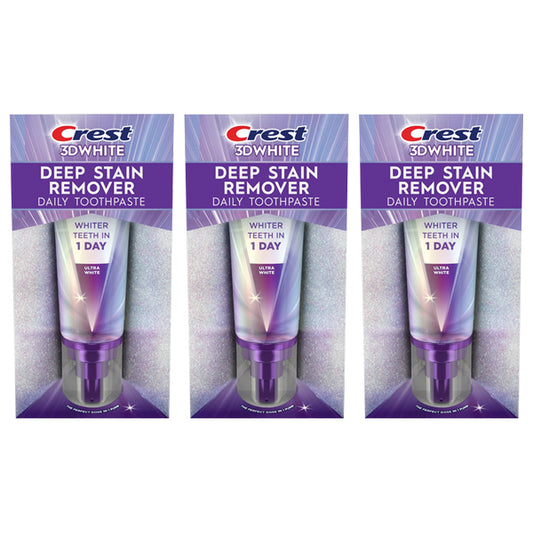 3 Pack - Crest 3D White Deep Stain Remover Ultra White Toothpaste 3.1oz Crest